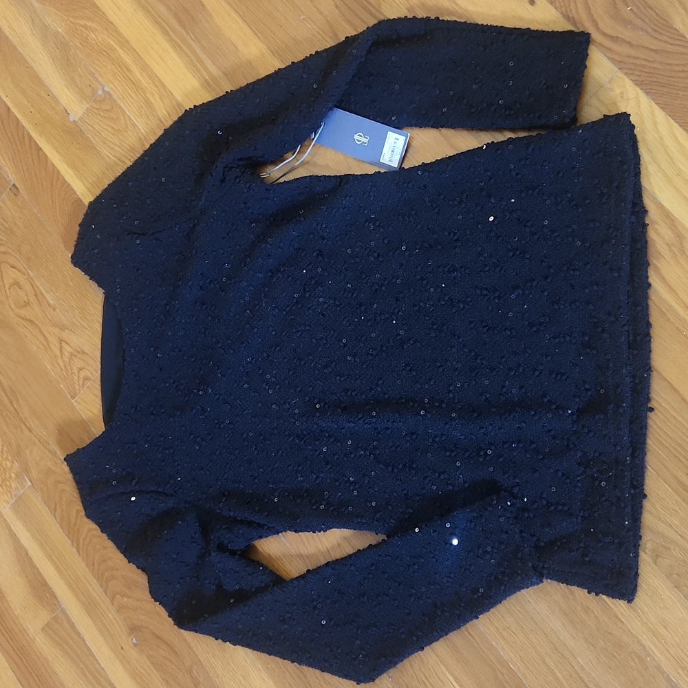 Jennifer Lopez Long Sleeve Boucle and Sequin Top NWT